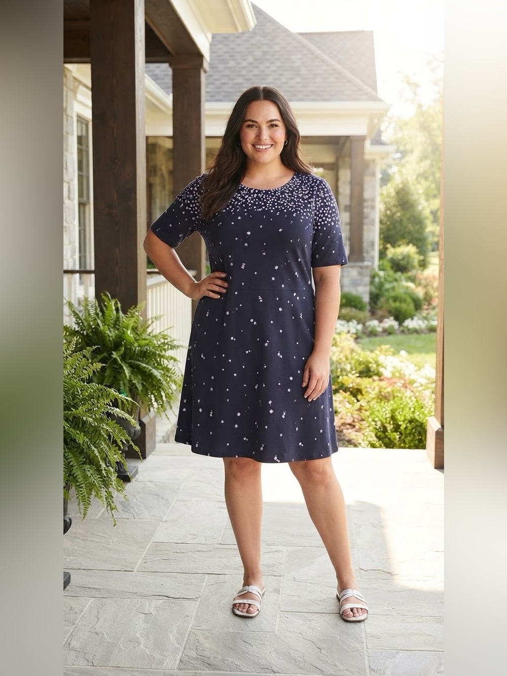 Isaac Mizrahi Live!® Women's Dress Ombre Spot Print Cotton Purple SIZE 3X NEW